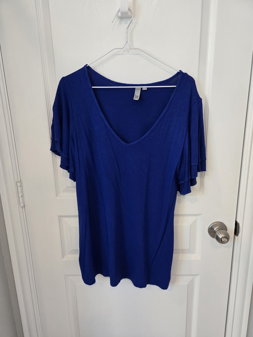 Kut from the Kloth Royal Blue V-Neck Flutter Sleeve Tee